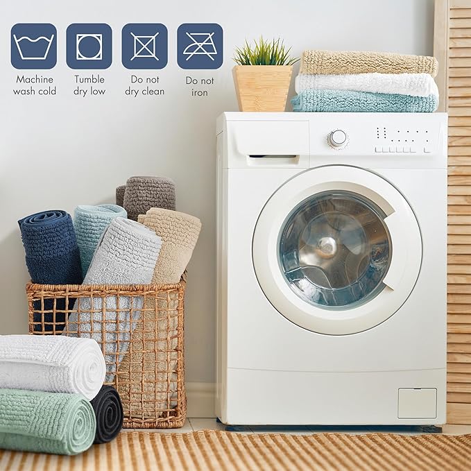 Madison Park Splendor Reversible 100% Cotton Tufted Bathroom Rug-3000 GSM Hotel Quality Luxurious Plush Medium Pile Bath Mat Absorbent, Quick Dry, Shower Room Décor, 24x60 Navy