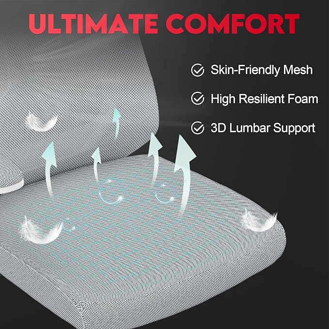 Ergonomic Office Chair - 400LB Comfy Desk Chairs with Adjustable Headrest and Lumbar Back Support, Mesh Computer Chairs with Wheels and Arms for Home Office, Study (669Gray-With Headrest)