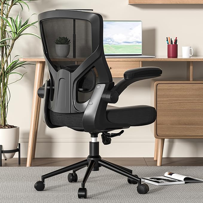 Office Chair, High Back Desk Chair Adjustable Height and Ergonomic Design Home Office Computer Chair Executive Lumbar Support Padded Flip-up Armrest Swivel Task Chair