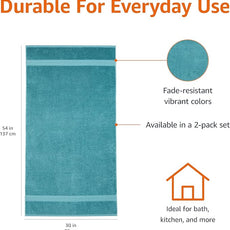 Amazon Basics Fade-Resistant 100% Cotton Bath Towel, 2 Pack, 30