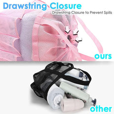 Mesh Shower Caddy Portable with Drawstring, Dorm Room Essentials for College Girls Guys, 8-Pocket Extra Large Shower Bag Basket Tote for Camping Beach Gym Travel Toiletry Bathroom