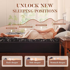 100% Waterproof Queen Size Mattress Topper, Thick Pillow Top Mattress Pad，Up to 24 Inch Deep Pocket,Soft Breathable Mattress Pad for Back Pain, Protector Cover(Black)