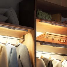 Joyzy Automatic Motion Sensor Closet Lighting with Eye-Protection Design, LED Closet Lights for Under Cabinet Wireless Light, Rechargeable Wardrobe Pantry Lights (2pack with Warm Lighting)