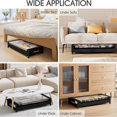 Yecaye Under Bed Storage with Wheels 2Pack, 70L Larger Capacity Under Bed Storage Containers, Underbed Shoe Storage Organizer, Rolling Under Bed Metal Drawers for Clothes, Blankets(35.5 x 17 x 6.7in)