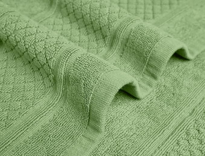 Avalon Towels Sage Green Bath Mat - 100% Cotton Set of 2 Absorbent Bathmat - Bathroom Mats Quick Dry Bath Mats for Bathrooms (22x34 Inches)