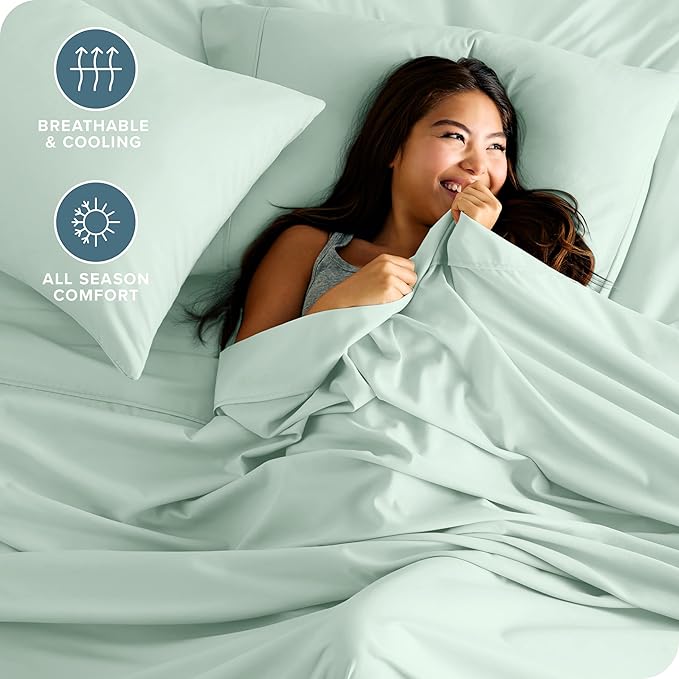 Bare Home Split Head Flex King Sheet Set - 1800 Ultra-Soft Microfiber Bed Sheets - Double Brushed - Deep Pockets - Easy Fit - 4 Piece Set - FlexTop Bedding Sheets (Split Head Flex King, Spring Mint) BareHome