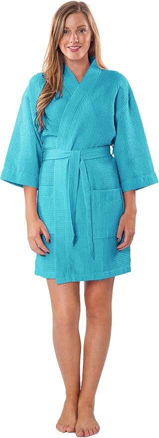 Turquaz Lightweight Short Robes For Women Waffle Kimono Bathrobe - Soft, Fast-Drying, Long-Lasting Cotton Blend