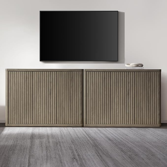 SICOTAS Buffet Cabinet with Storage Accent Sideboard with 3 Doors Modern 46.6" Wide Credenza Fluted Buffet Table Media Console Cabinet Entryway Cabinets for Living Room Kitchen Dining Room Hallway