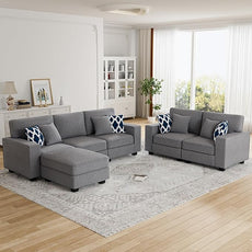Legend Vansen Modular Sectional Sofa U Shaped Couch with Ottoman Modern Reversible Corner Sectional Couch for Living Room (Dark Grey, 2+3 with Ottoman)