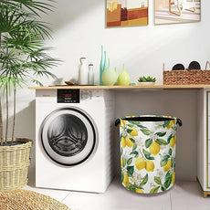 Lemon Laundry Basket,Flower Leaf Foldable Oxford Cloth Tote Bag Laundry Hamper Clothes Storage Bucket Organizer for Bedroom Laundry Storage Dormitories 16