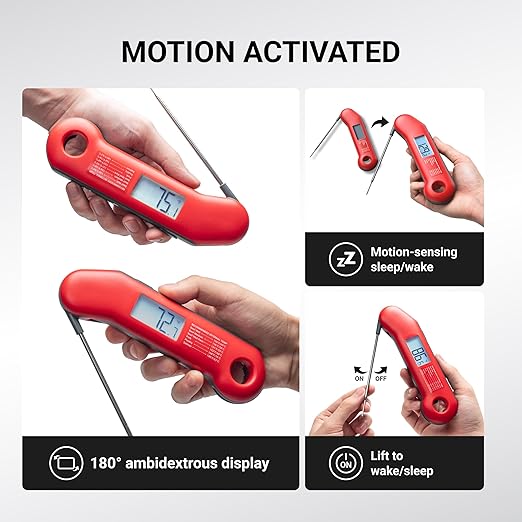 ThermoMaven Professional Meat Thermometer Digital, Ultra-Fast 0.5 Sec Instant Read, NIST Certified ±0.5°F Accuracy, 100% Waterproof, Auto-Rotating Backlit Display, Lift-to-Wake, for BBQ/Cooking/Candy
