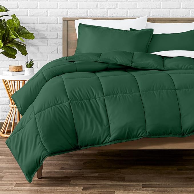 Bare Home Comforter Set - Oversized Queen Size - Ultra-Soft - Goose Down Alternative - Premium 1800 Series - All Season Warmth (Oversized Queen, Forest Green)