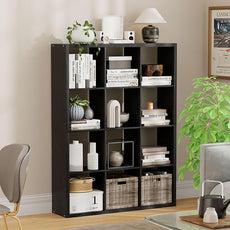 12-Cube Storage Organizer, Wooden Cube Shelf Bookcase with Reinforced Thick Shelves, Heavy-Duty 36.93