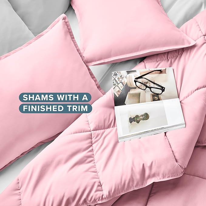 Bare Home Comforter Set - King/California King Size - Ultra-Soft - Goose Down Alternative - Premium 1800 Series - All Season Warmth (King/Cal King, Light Pink)