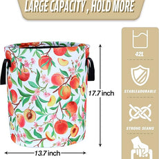 Cute Peach Laundry Basket Foldable Oxford Cloth Funny Tote Bag Laundry Hamper Clothes Storage Bucket Organizer For Bathroom/Laundry Storage/Bedroom Storage Basket 17.7x13.7 Inch