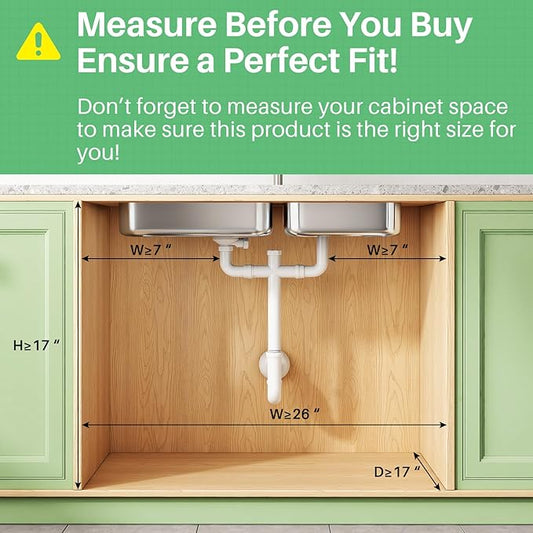 Kitstorack Under Sink Organizer, 2-Pack 3-Tier Height Adjustable Thickened Metal Pull out Cabinet Organizer Shelf, Slide out Storage Drawer Rack for Bathroom Kitchen Pantry Home Laundry Organization