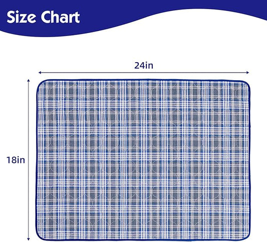 OUTCREATOR® Washable Bed Pads 18" x 24" (Pack of 3) for Incontinence Mattress Protector, Reusable Underpads for Elderly, Adults, Kids, Pets with Anti-Slip Bottom (Light Blue Plaid)