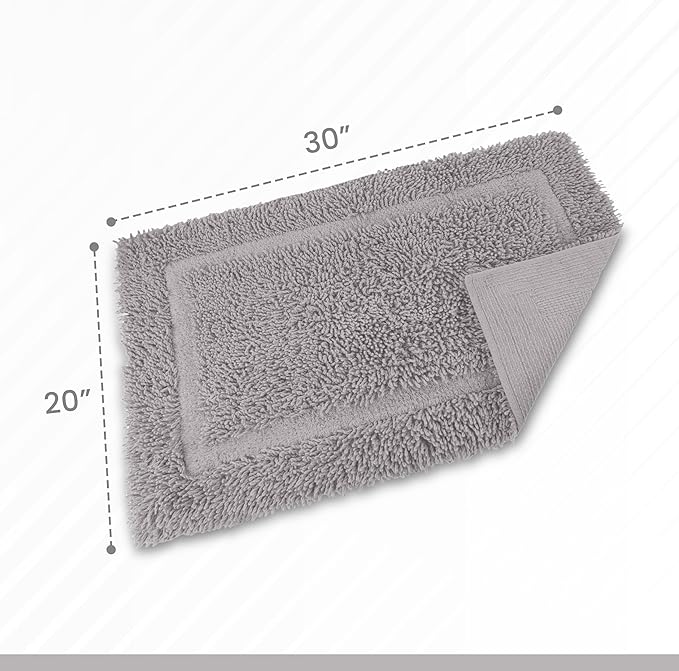 Martex 100% Cotton Ringspun Bath Rug | Super Soft | Super Absorbent | Essential Bathroom Rugs | Non-Slip Bath Mat | Quick Drying Bath Mat | Silver