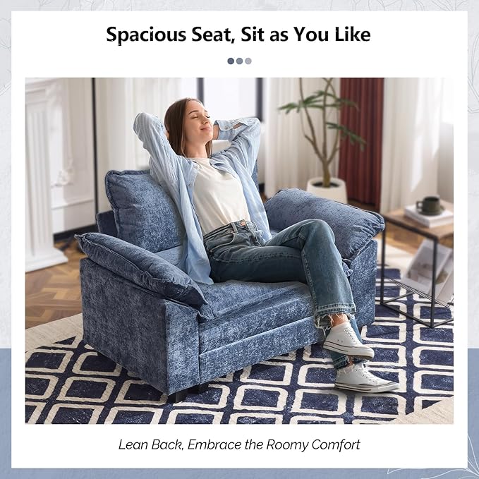 VINGLI Cloud Navy Blue Single Chair with Armrest