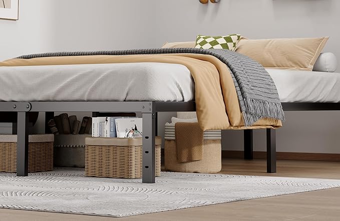 Metal Bed Frame King Size - 14 Inch Heavy-Duty King Platform Bed Frame No Box Spring Needed, Easy Assembly, Noise-Free, Sturdy Mattress Foundation, Underbed Storage Space