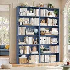 FOTOSOK 6-Tier Open Bookcase and Bookshelf Set of 2, Freestanding Display Storage Shelves Tall Bookcase for Bedroom, Living Room and Office,Blue