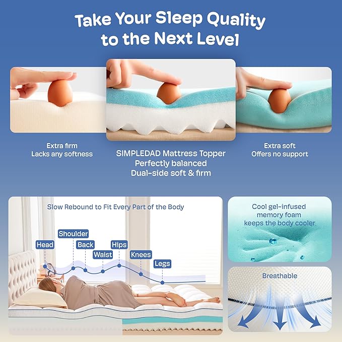 Full Size Mattress Topper, 4.5 Inch Memory Foam Mattress Topper for Back Pain & Pressure Relief, 2.5" Cooling Memory Foam Soft and Supportive + 2" Pillow Top Mattress Pad Cover, with 8-21" Deep Pocket