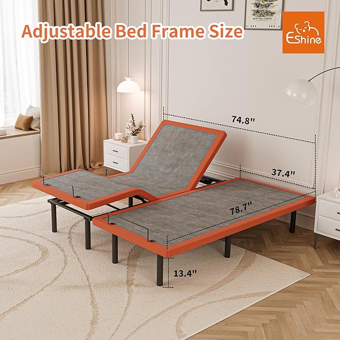 ESHINE Split King Adjustable Bed Frame with Mattress - 12 Inch Gel Memory Foam Mattress(Medium-Soft), Bluetooth APP Control, Wireless Remote, Zero Gravity, Anti Snore, Head and Foot Incline