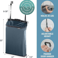 CleverMade Convertible Laundry Hamper Bag - Ocean Dark Charcoal holds 21.5L / 20 lbs 1 Compartment - Storage with Handles for Home Organization
