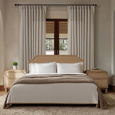 Extra Wide Curtains 60 Inch Width 84 Inches Long for Living Room Bedroom Light Filtering Semi Sheer Farmhouse Pleated Curtain Hooks Rings for Patio Sliding Door Large Window Burlywood Taupe 1 Panel