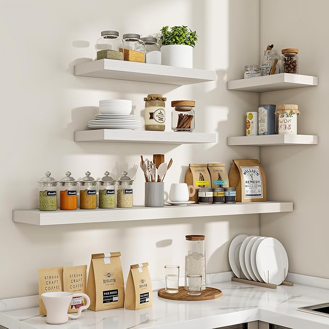 48 Inch Floating Shelves, 48"x9.25"x1.5" Inch Deep Floating Shelves for Wall, Wooden Shelves for Bathroom, Bedroom, Living Room, Cream White Oak, 1 Piece