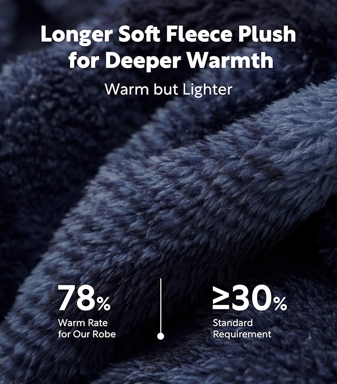 DAVID ARCHY Men's Hooded Robe Soft Coral Fleece Microfiber Bathrobe