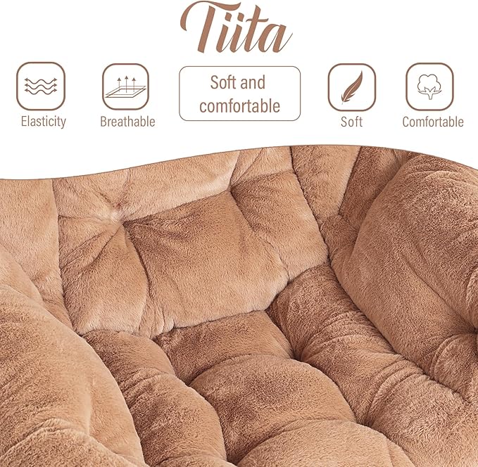 Tiita Lazy Chair with Ottoman, Modern Large Accent Lounge Chair, Leisure Sofa Armchair with Ottoman, Reading Chair with Footrest for Bedroom, Living Room, Dorm Rooms, Garden and Courtyard