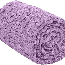 Knitted Weighted Blanket for Adult, No Beads Heavy Blanket 48” x 72'' 12lbs, Breathable Chunky Knit Blanket, Cooling Weighted Blanket for Hot Sleepers, Christmas Home Decor (Lilac)