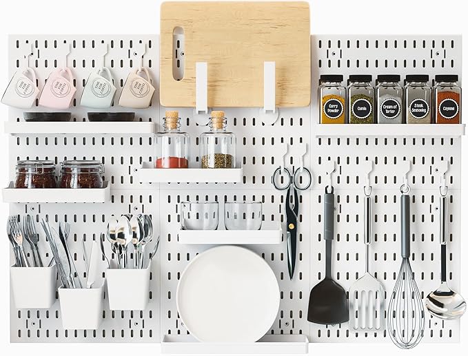 Mo0yuu'life LeDeGine Pegboard Combination Kit, Wall Hanging Organizer, for Bedroom, Bathroom, Kitchen, Office to Storage, Organization, Decorative Display (6 boards and 31 Accessories)