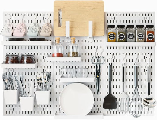 Mo0yuu'life LeDeGine Pegboard Combination Kit, Wall Hanging Organizer, for Bedroom, Bathroom, Kitchen, Office to Storage, Organization, Decorative Display (6 boards and 31 Accessories)