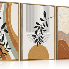 BINCUE Extra Large Boho Wall Art Abstract Wall Decor Mid Century Artwork for Living Room Bedroom Office 24x36 Inches 3 Pieces
