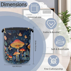 Mushroom Laundry Basket,Butterfly Moon Foldable Oxford Cloth Tote Bag Laundry Hamper Clothes Storage Bucket Organizer for Bedroom Laundry Storage Dormitories 16