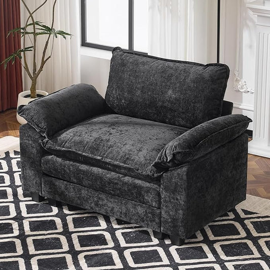 VINGLI Cloud Black Single Chair with Armrest