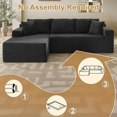 105''Sectional Cloud Couch with L Shaped Chaise,Modern Modular Sectional Sofa,Comfy Sectional Couches for Living Room,Bedroom,Apartment (Black, 105''W Left Facing Chaise)