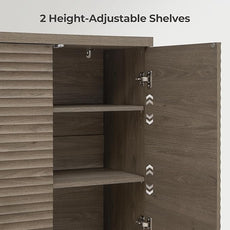 SICOTAS Buffet Cabinet with Storage Accent Sideboard Modern Credenza with Doors & Shelves Fluted Media Console Mid Century Coffee Bar Table for Living Room Kitchen Dining Room Hallway (2PCS)