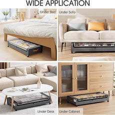 Yecaye 70L Under Bed Storage with Wheels, 2Pack Larger Capacity Under Bed Storage Containers, Underbed Shoe Storage Organizer, Rolling Under Bed Metal Drawers for Clothes, Blankets(35.5 x 17 x 6.7in)