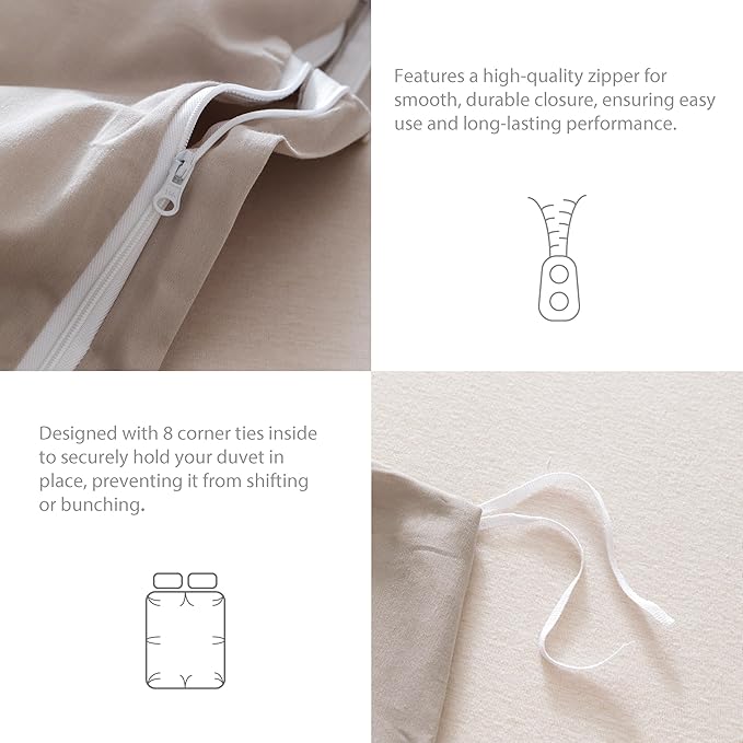 HeimenAogo Egyptian Cotton Duvet Cover Twin Size Ultra Soft and Breathable Bedding Set with Zipper Closure Long Staple Pre-Washed Cotton Duvet Cover Silver Gray 2Pcs (68"×90")
