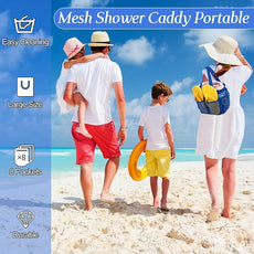 Hillban 4 Pcs Mesh Shower Caddy Portable Large Quick Dry Shower Caddy Basket with Deeper 8 Pockets and 2 Handles Hanging Bag for College Dorm Room(Navy Blue)