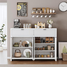 Fluted Sideboard Buffet Cabinet with Storage Drawers, 55