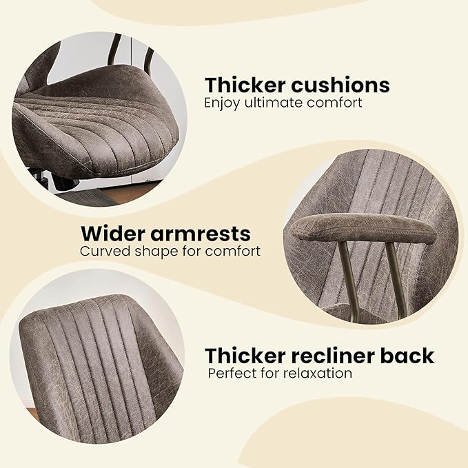 Home Office Desk Chair, Mid-Century Modern Office Chair with Adjustable Lumbar Support, Adjustable Height Executive Task Chair with 360 Rolling Swivel for Meeting Study Room(Mid Back, Grey)