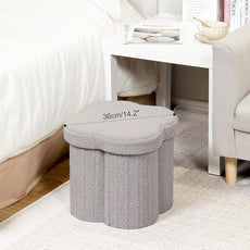 B FSOBEIIALEO Storage Ottoman Cube, Flowers Shaped Ottomans with Storage Foot Stool Footrest for Lving Room, Boucle Ottoman Seat for Dorm Room,Faux Teddy Fur, Grey 12.6