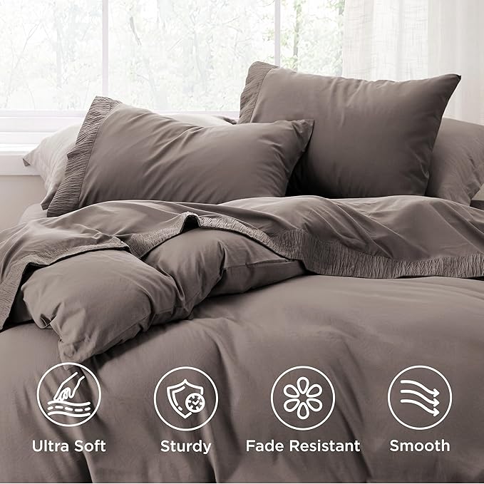 Bedsure Queen Sheet Set - 4 Pieces Soft Queen Size Sheets - Breathable & Cooling - Hotel Luxury - Easy Care Polyester Microfiber Bedding for Women, Men, Taupe