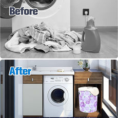Purple Watercolor Floral Laundry Basket Foldable Oxford Cloth Funny Tote Bag Laundry Hamper Clothes Storage Bucket Organizer For Bathroom/Laundry Storage/Bedroom 17.7x13.7 Inch
