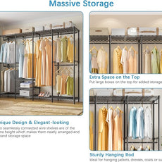 VIPEK V40C Covered Clothes Rack Heavy Duty Clothing Rack with Cover, Custom Freestanding Closet Portable Wardrobe Closet for Bedroom, Large Black Coset Rack with Grey Oxford Fabric Cover