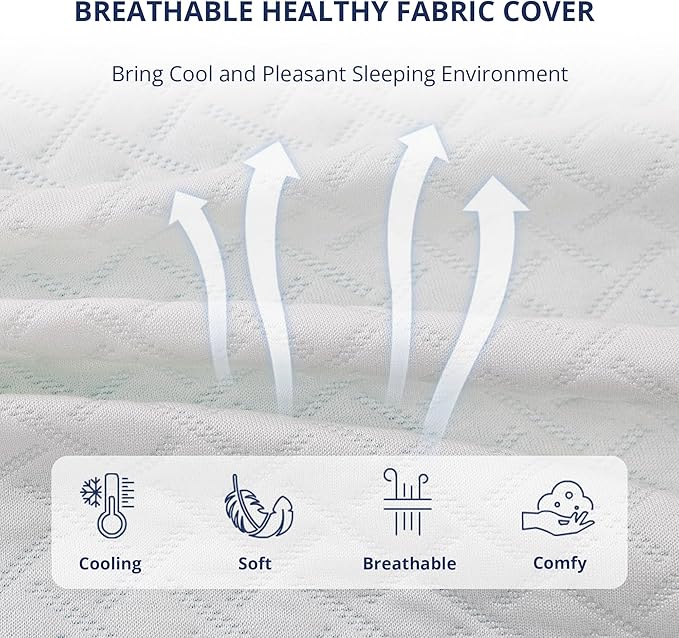2 Inch Gel Memory Foam Mattress Topper King Size, Cooling Bed Topper for Pressure Relief with Removable Breathable Soft Cover, CertiPUR-US Certified